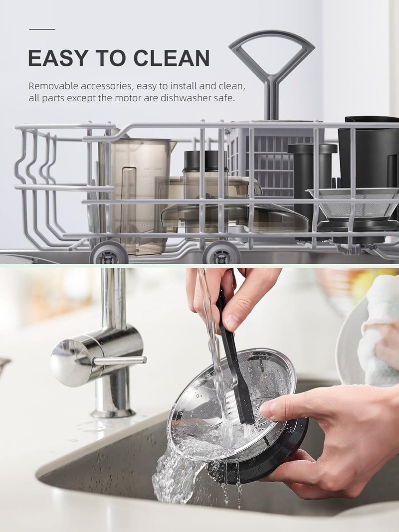 QCEN Juicer Machine, 800W Centrifugal Juicer Extractor with 3” Wide Mouth Feed Chute for Fruits & Vegetables, Easy to Clean, Stainless Steel, BPA-Free - Image 4